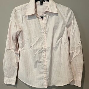 White & Pink Striped button up shirt
